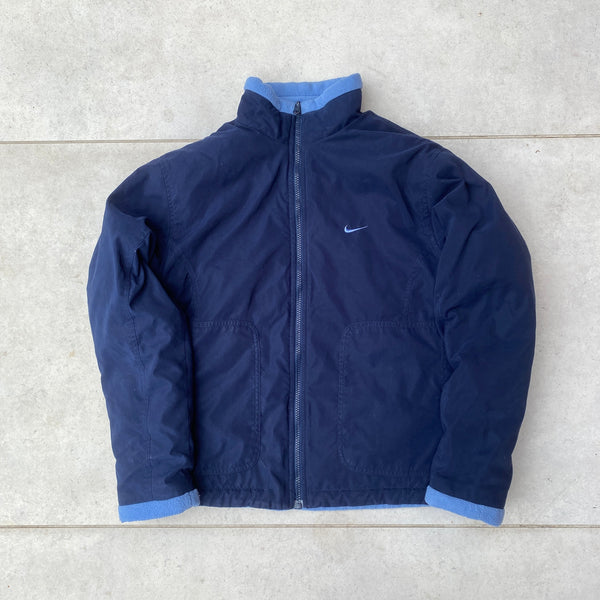 Vintage Nike Reversible Fleece Coat Jacket Blue Small