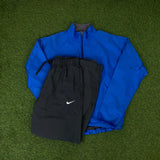 Vintage Nike Clima-Fit Tracksuit Jacket + Joggers Set Blue Small