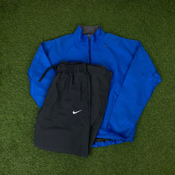 Vintage Nike Clima-Fit Tracksuit Jacket + Joggers Set Blue Small