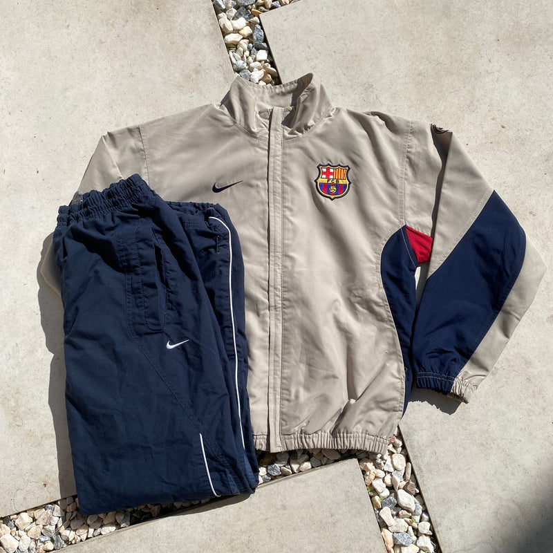 Vintage Nike Barcelona Windbreaker Jacket + Joggers Set Brown XS