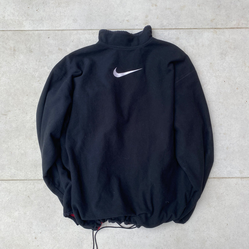 Vintage Nike Reversible 1/4 Zip Fleece Coat Jacket Black XL