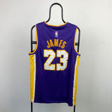 Vintage Nike Lakers James NBA Basketball Jersey Vest T-Shirt Purple XL