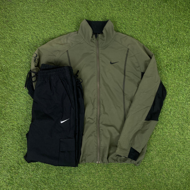 Vintage Nike Roger Federer Tracksuit Jacket + Joggers Set Green Large