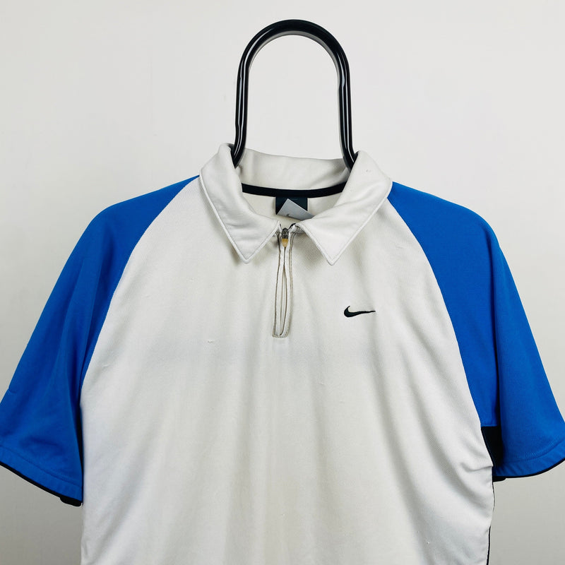 Vintage Nike 1/4 Zip Gym T-Shirt White Medium