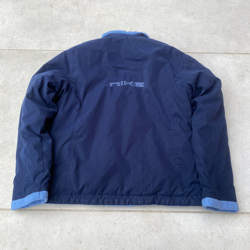 Vintage Nike Reversible Fleece Coat Jacket Blue Small