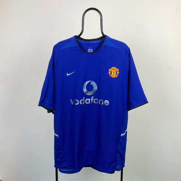 Vintage Nike Manchester United Football Shirt T-Shirt Blue XXL