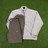 Vintage Nike Clima-Fit Tracksuit Jacket + Joggers Set Brown Small