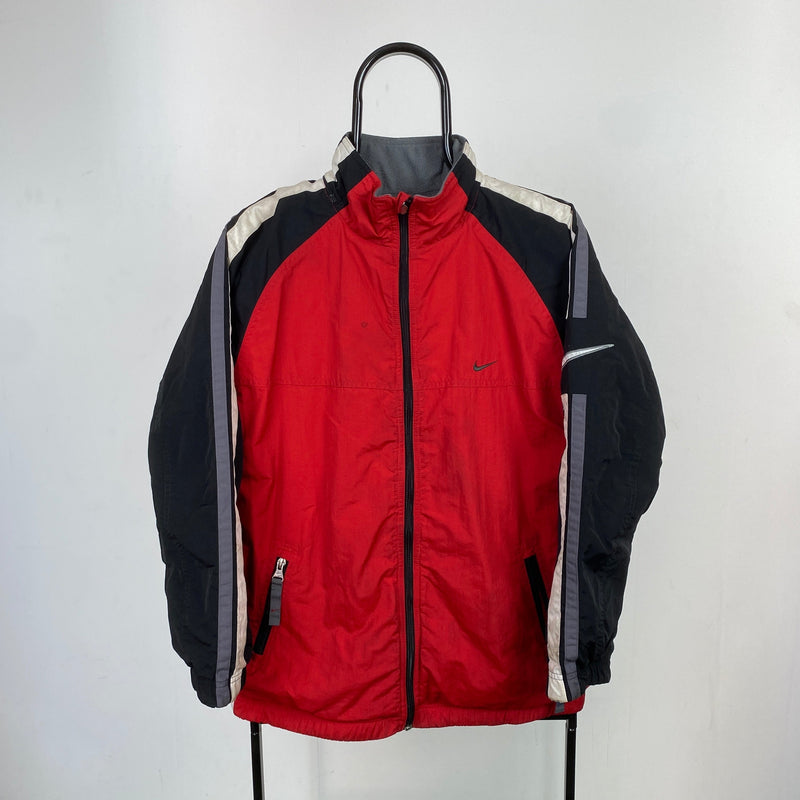 Vintage Nike Reversible Fleece Puffer Coat Jacket Red Small