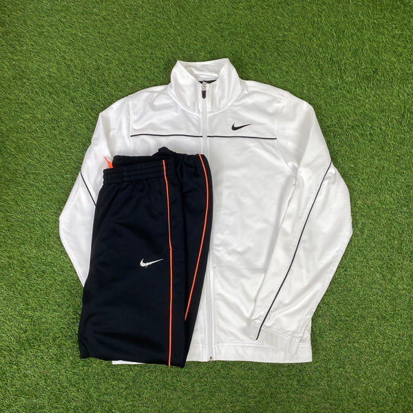 Vintage Nike Piping Tracksuit Jacket + Joggers Set White Small