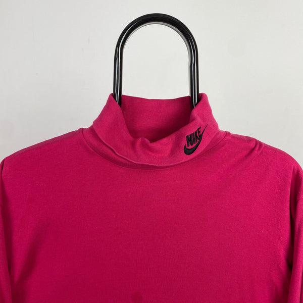 Vintage Nike Roll Neck Sweatshirt Pink Small