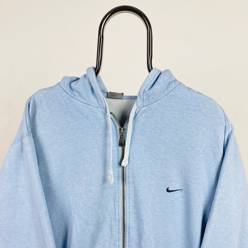 Vintage Nike Zip Hoodie Baby Blue XL