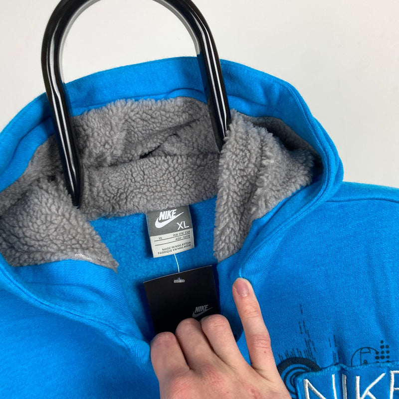 Vintage Nike Zip Hoodie Blue Small