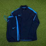 Vintage Nike Dri-Fit Tracksuit Jacket + Joggers Set Blue Medium