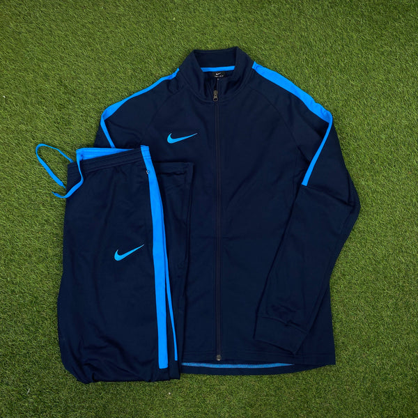 Vintage Nike Dri-Fit Tracksuit Jacket + Joggers Set Blue Medium