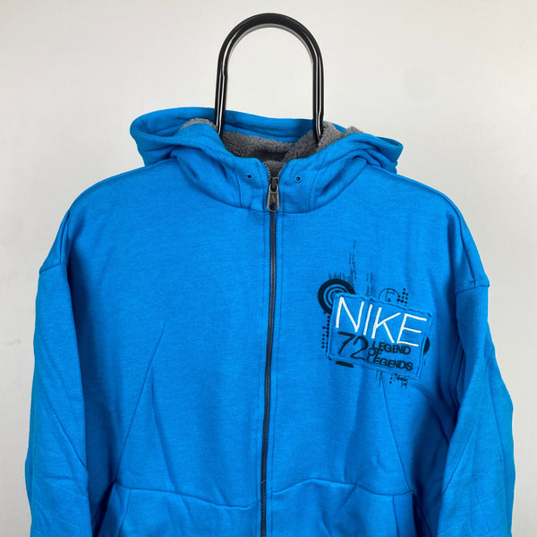 Vintage Nike Zip Hoodie Blue Small