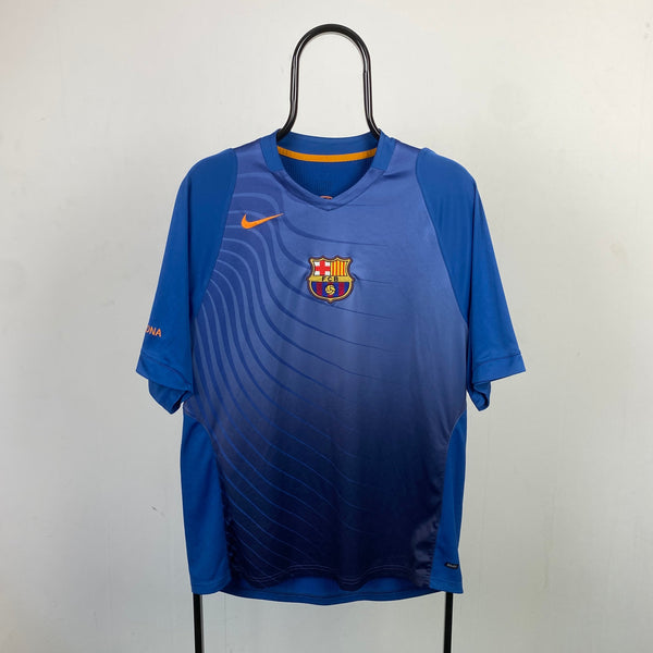 Vintage Nike Barcelona Football Shirt T-Shirt Blue Large