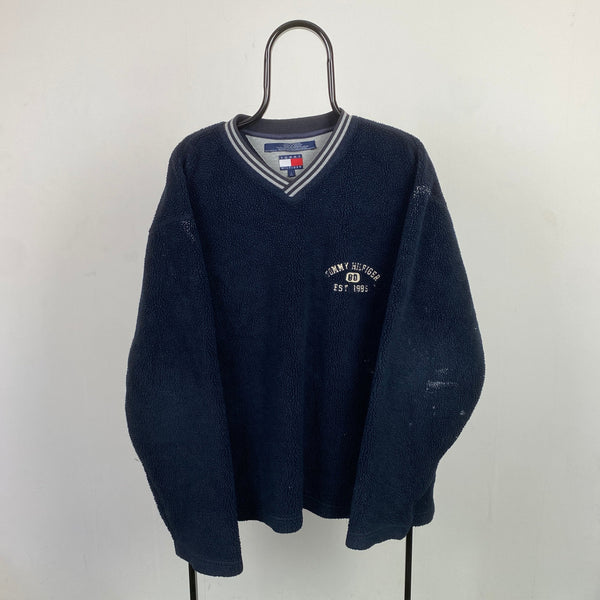 Retro Tommy Hilfiger Fleece Sweatshirt Blue Large