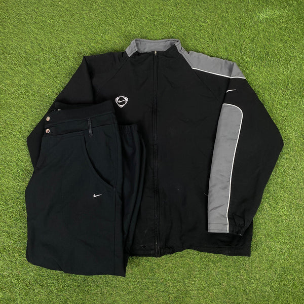 Vintage Nike Windbreaker Jacket + Joggers Set Black Large