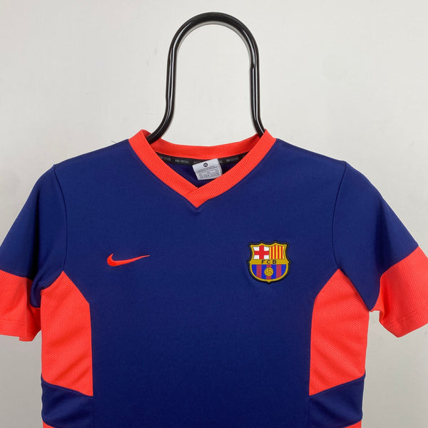 Vintage Nike Barcelona Football Shirt T-Shirt Blue XS