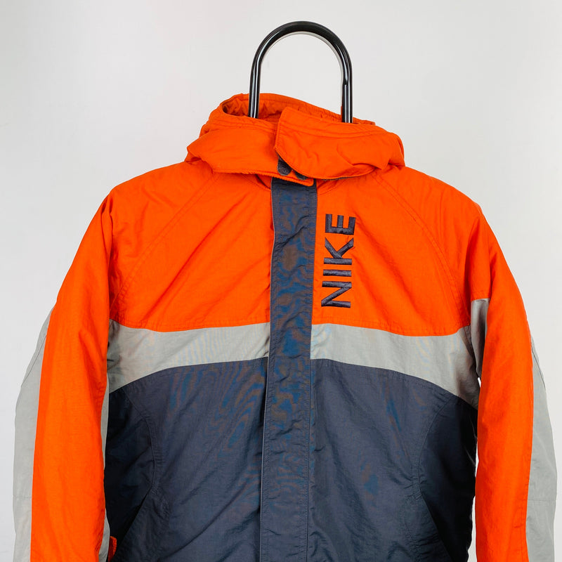 Vintage Nike Reversible Fleece Puffer Jacket Orange XS