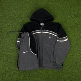 Vintage Nike Cotton Tracksuit Jacket + Joggers Set Grey XS