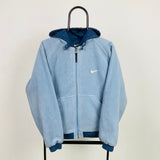 Vintage Nike Reversible Fleece Puffer Jacket Blue Medium