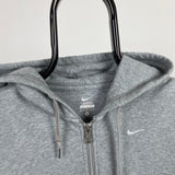 Vintage Nike Zip Hoodie Grey Medium