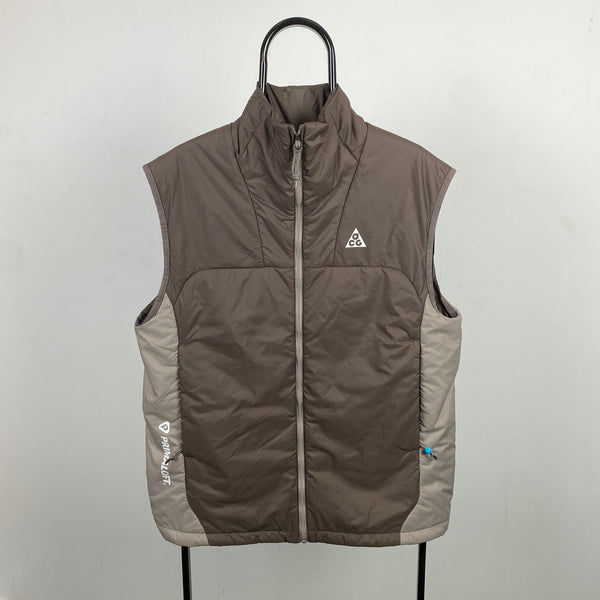 Vintage Nike ACG Puffer Gilet Jacket Brown Medium