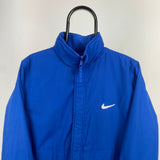 Vintage Nike Reversible Fleece Puffer Jacket Blue Medium