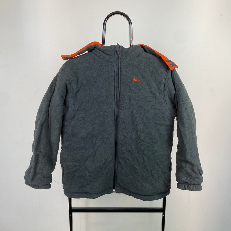 Vintage Nike Reversible Fleece Puffer Jacket Orange XS