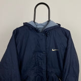 Vintage Nike Reversible Fleece Puffer Jacket Blue Medium