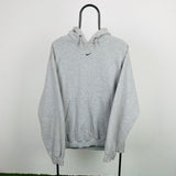 Vintage Nike Centre Swoosh Hoodie Grey Medium