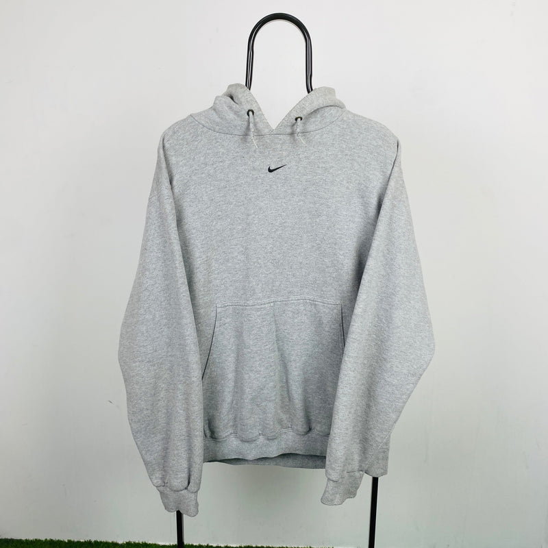 Vintage Nike Centre Swoosh Hoodie Grey Medium