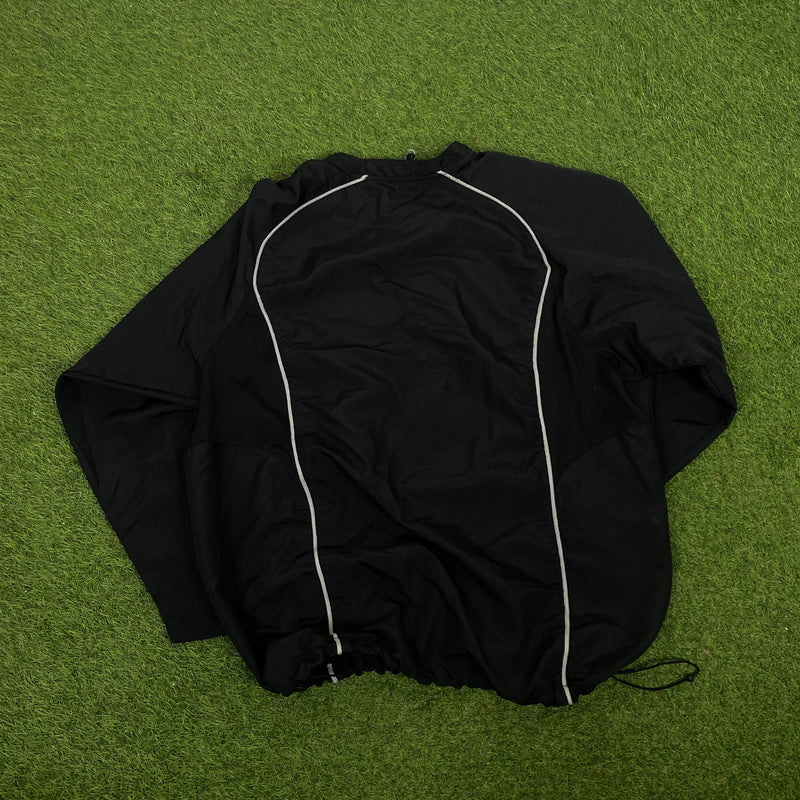 Vintage Nike Piping Tracksuit Jacket + Joggers Set Black Large