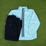 Vintage Nike Piping Tracksuit Jacket + Joggers Set Blue Small