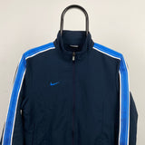 Vintage Nike Piping Windbreaker Jacket Blue Medium