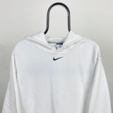 Vintage Nike Centre Swoosh Hoodie White XL