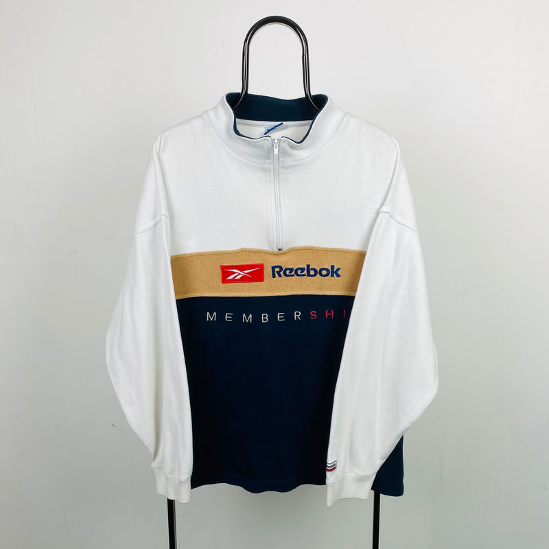 Retro Reebok 1/4 Zip Sweatshirt White XL