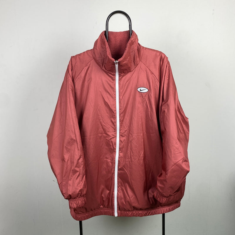 Vintage Nike Reversible Fleece Coat Jacket Pink XL