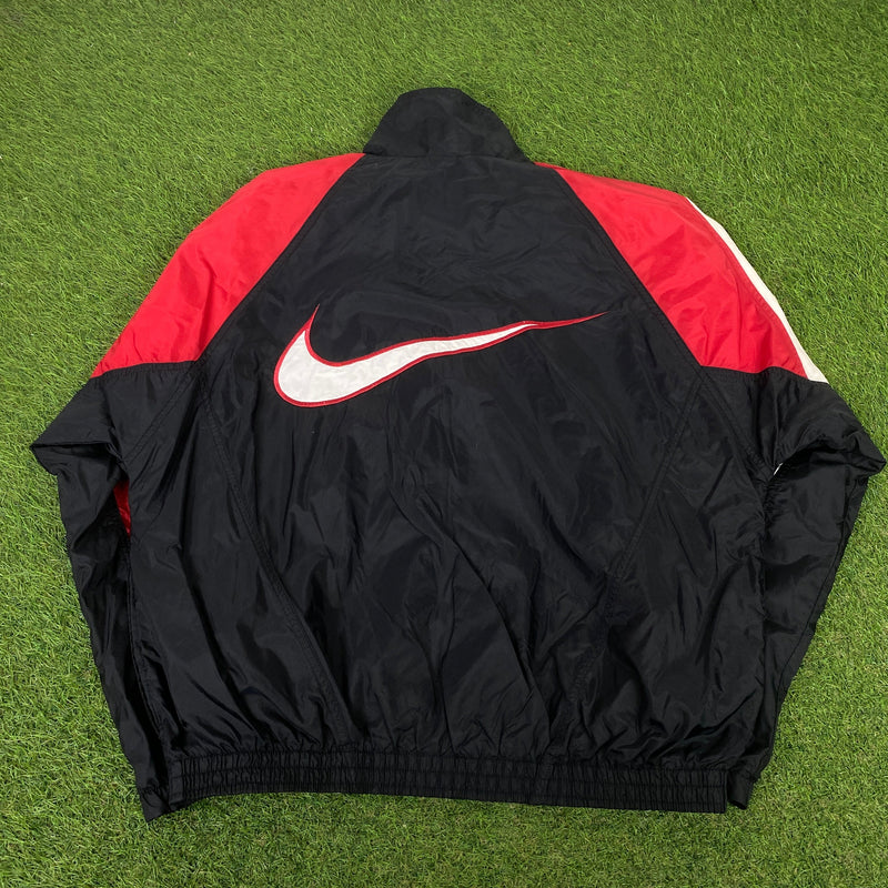 Vintage Nike Windbreaker Tracksuit Jacket + Joggers Set Black Medium