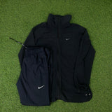 Vintage Nike Running Tracksuit Jacket + Joggers Set Black Small