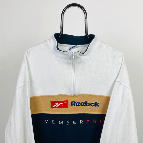 Retro Reebok 1/4 Zip Sweatshirt White XL