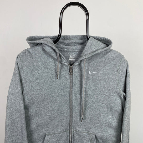 Vintage Nike Zip Hoodie Grey Medium