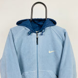 Vintage Nike Reversible Fleece Puffer Jacket Blue Medium