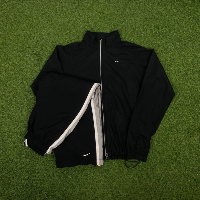 Vintage Nike Dri-Fit Windbreaker Jacket + Joggers Set Black Medium