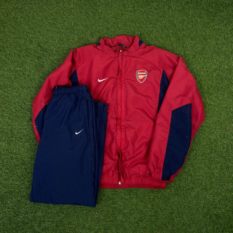 Vintage Nike Arsenal Tracksuit Jacket + Joggers Set Red Small