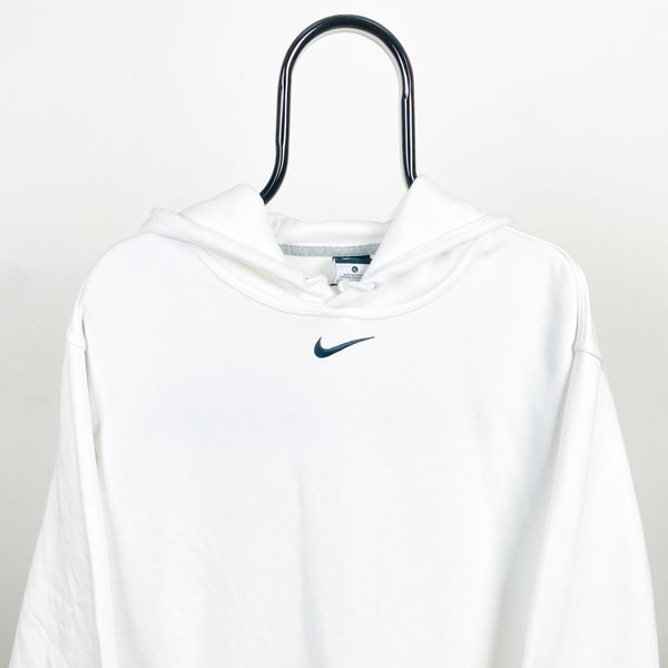 Vintage Nike Centre Swoosh Hoodie White XL