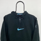 Vintage Nike 1/4 Zip Hoodie Black Small