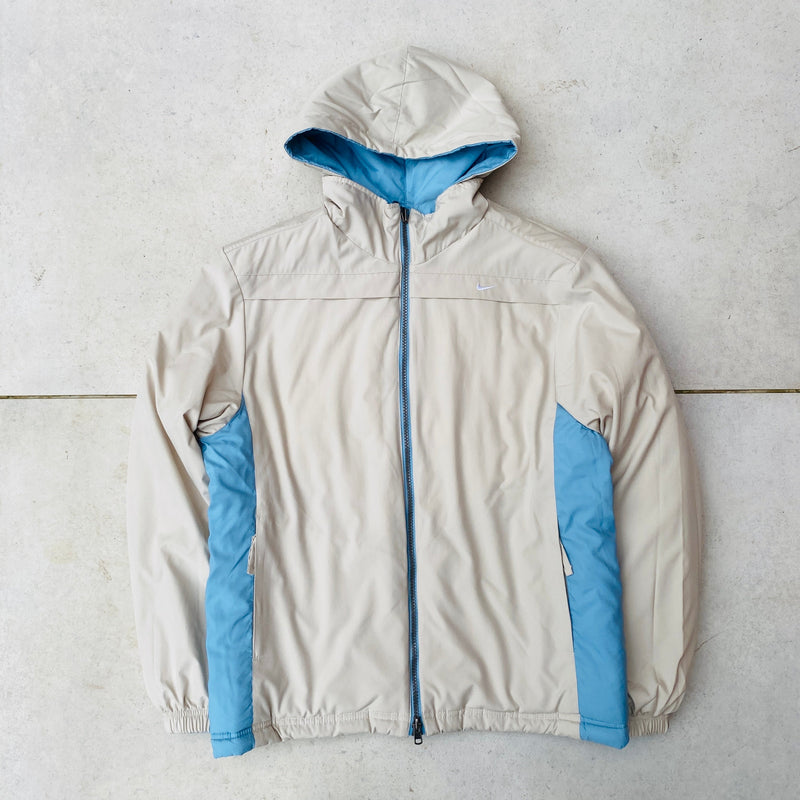 Vintage Nike Reversible Puffer Jacket Baby Blue Brown Small