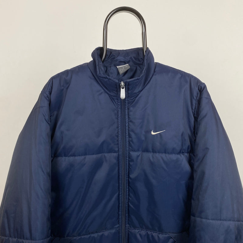 Vintage Nike Puffer Jacket Blue Small